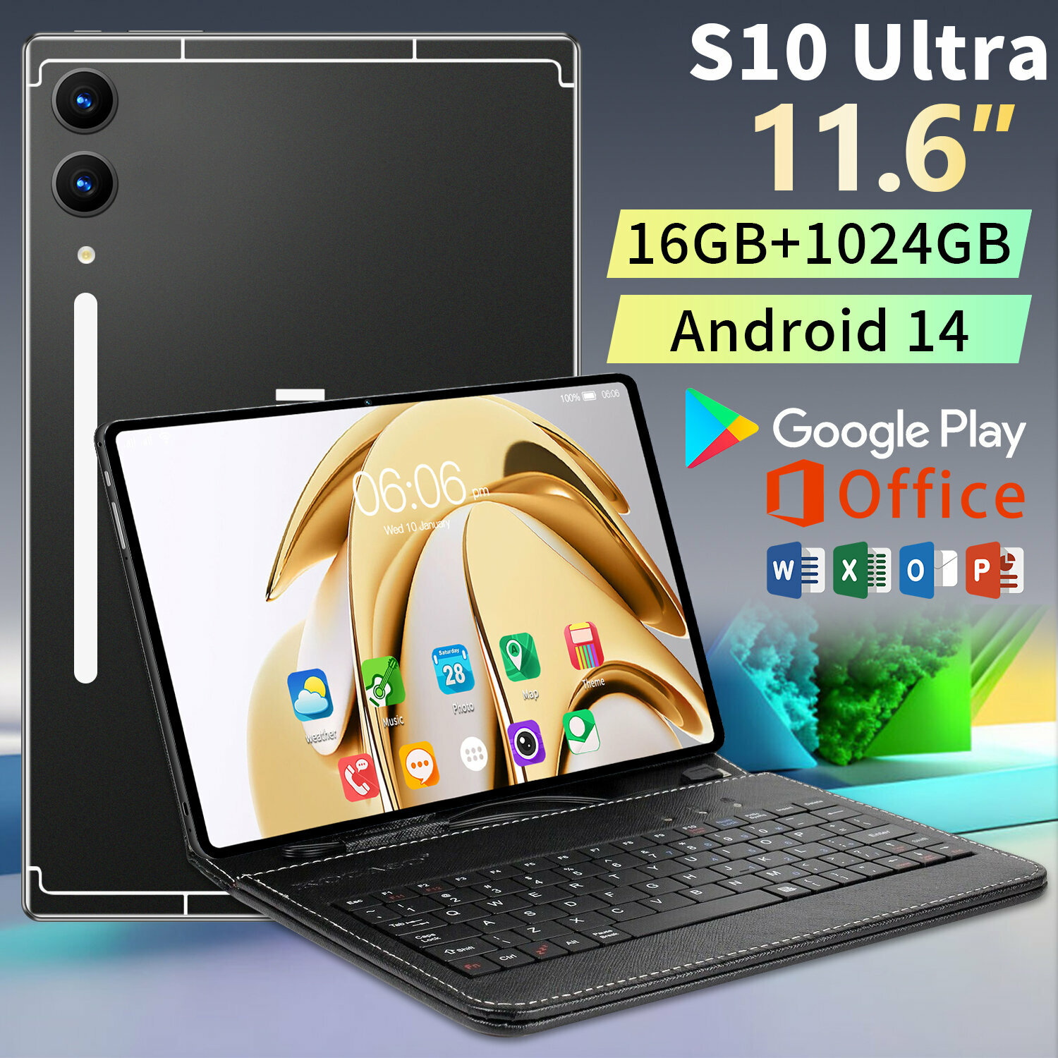 Игровой планшет S10 Ultra, экран 11,6″, 1024ГБ, SIM-карта, клавиатура