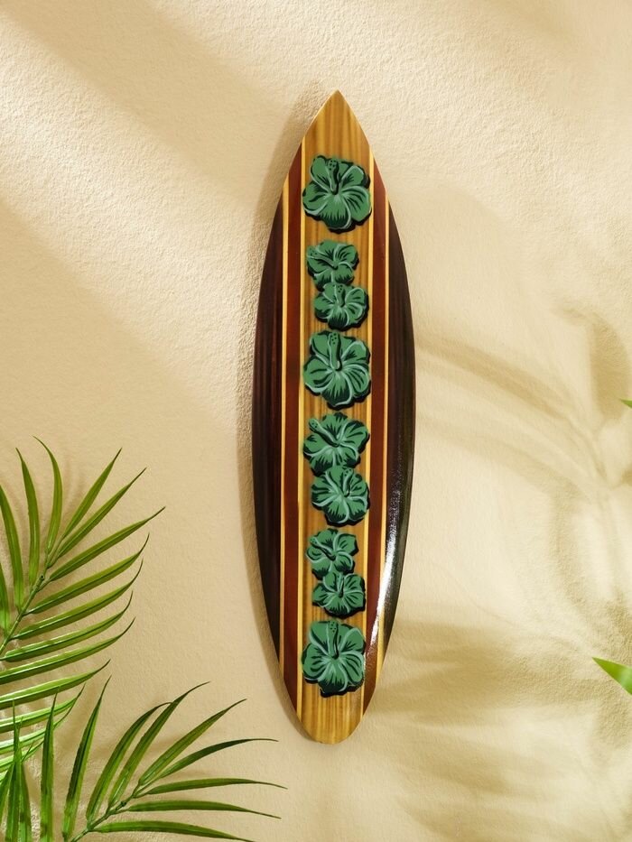 Панно Доска для сёрфа Клевер , дерево, 40 11 см
