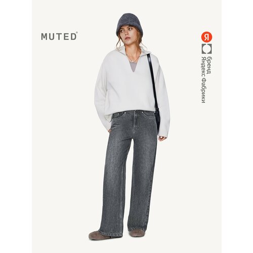 фото Джинсы широкие muted wide leg, размер 38, темно-серый