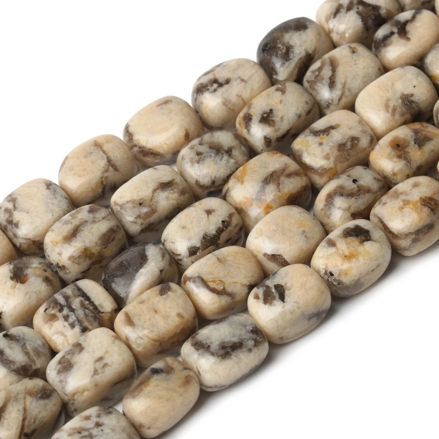 Бусины бежевые Feldspar Stone, 1 ряд