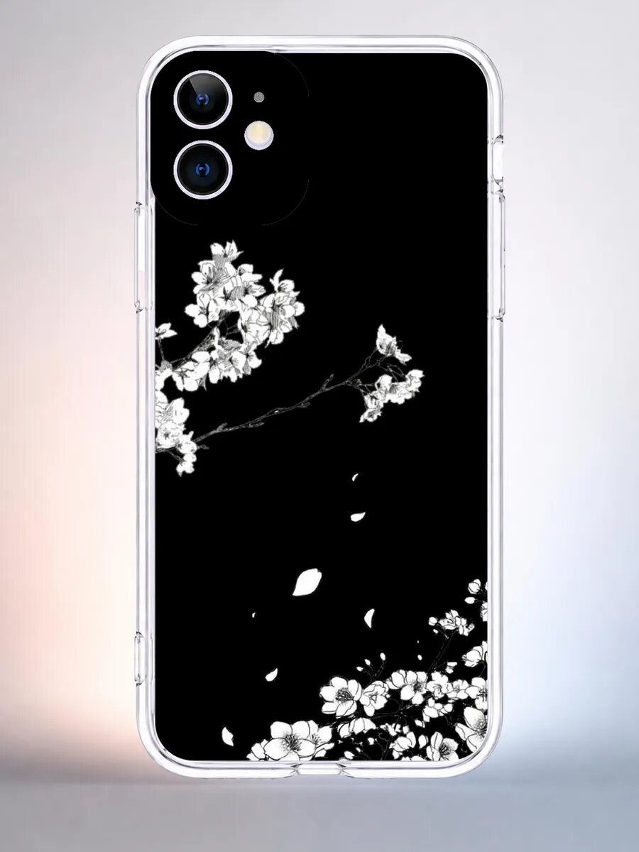 Чехол iPhone 11 сакура графика силиконовый