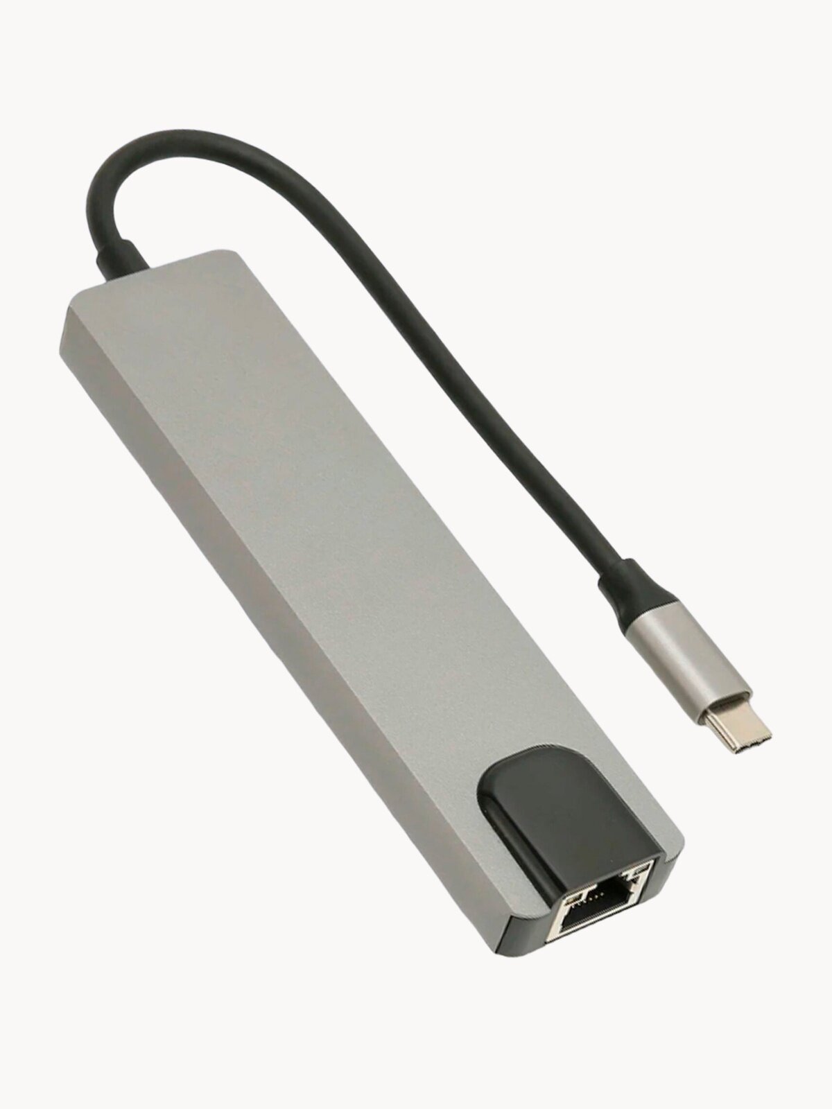 Хаб / Переходник / Концентратор USB-C HUB 5 в 1 с USB 3.0, RJ45, HDMI 4K, PD Зарядка до 100W для MacBook Pro 13 /15 /16 2016-2021, MacBook Air 13 2018-2020