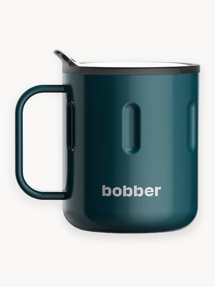 Термокружка с ручкой для чая и кофе Bobber Mug темно-бирюзовый 0,3 л подарочная