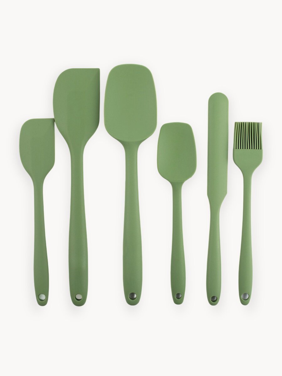 Набор кухонных принадлежностей для выпечки: лопатки и кисточки "ATTRIBUTE OLIVE", 6шт, цвет оливковый