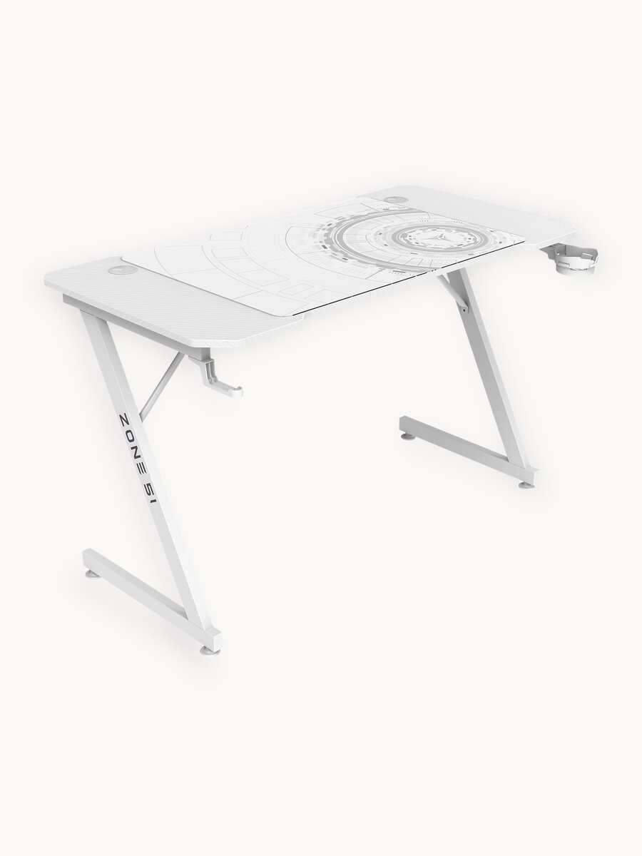 Игровой компьютерный стол ZONE 51 TRINE 120, White, белый, с кабель-каналами