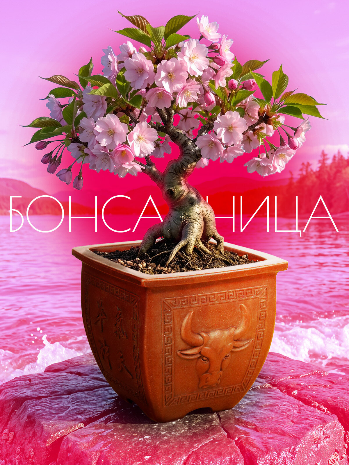 Керамический горшок для бонсай и цветов 11х11х10 см из исинской глины