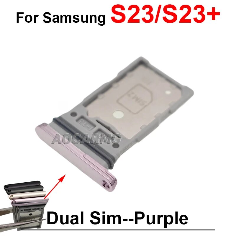 Одинарная и двойная Sim-карта для Samsung Galaxy S23 Plus S23 + Фиолетовый, S23(P)--Dual--Purple