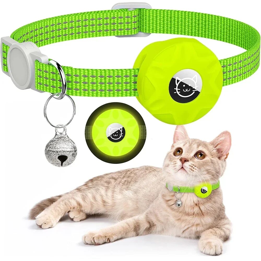 Светоотражающий ошейник для кошек с держателем для Apple AirTag MINT GREEN
