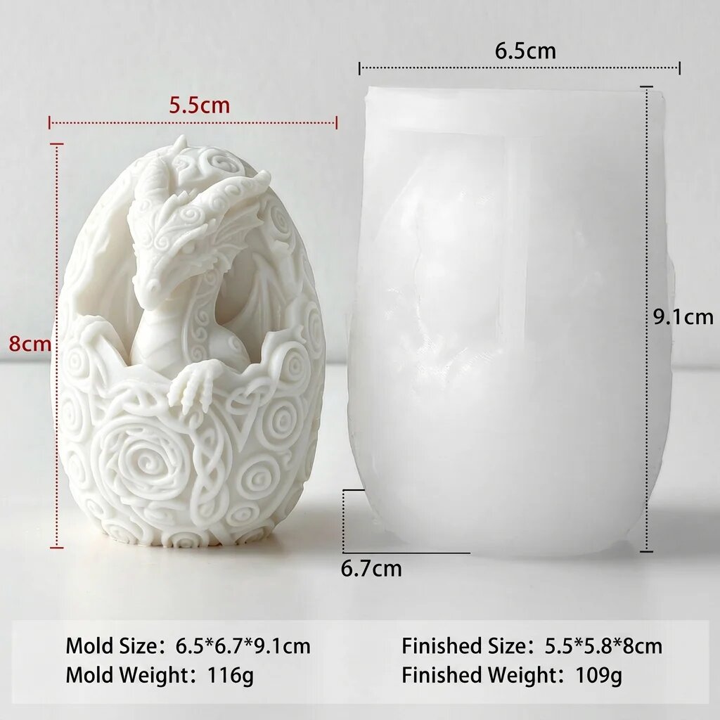 Силиконовая форма для свечей "Дракон" Белый, White 2