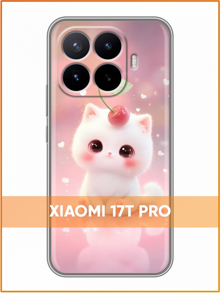 Чехол для Xiaomi 17T Pro с принтом для девочек с котенком (Сяоми 17Т Про)