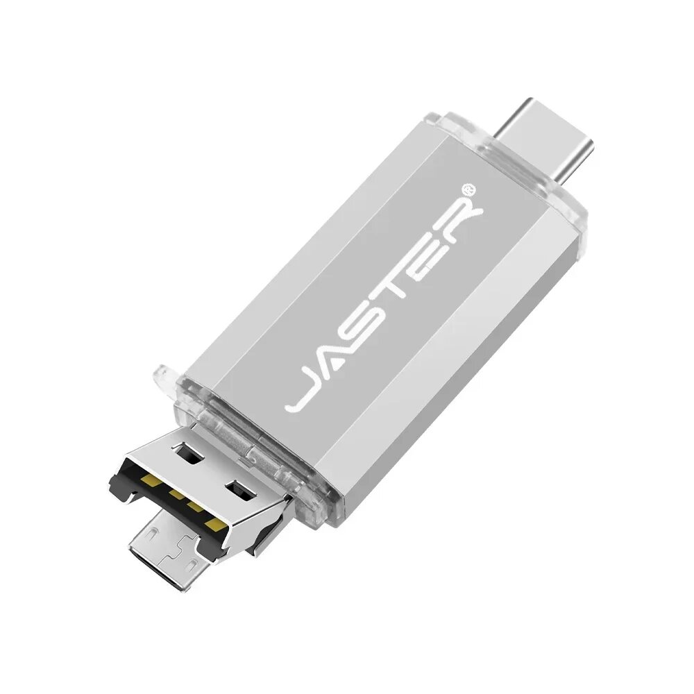JASTER Micro USB Stick 16 ГБ 3 в 1 TYPE-C 32 ГБ, Серебряный, Silver