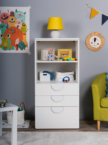 Изображение товара Стеллаж ГУД лакк Пикси, с тремя выдвижными ящиками, 60 x 57 x 120 см, белый