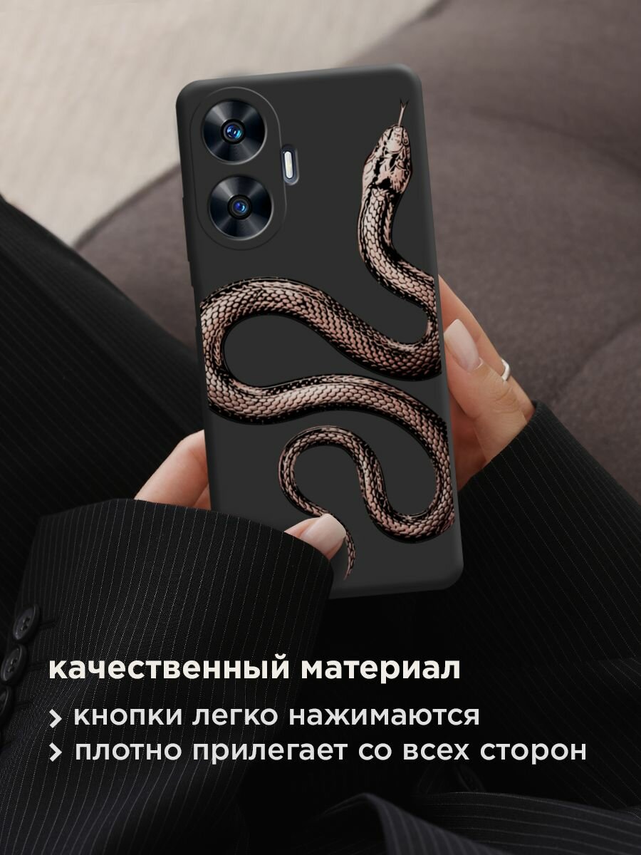 Чехол на Realme C55 / Реалми С55 с принтом "Rose snake 2" — фото 1