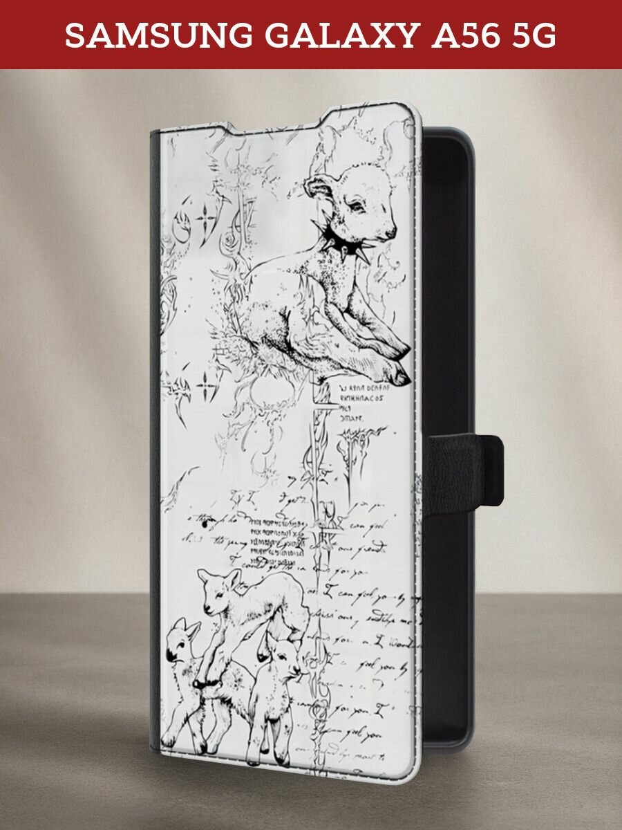 Чехол-книжка на Samsung A56 5G / Самсунг А56 5G с рисунком "Готический ягненок"