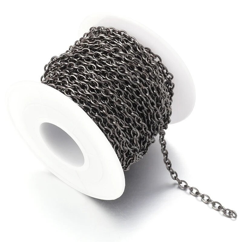 5-10 ярдов/рулон F711 многоразмерные металлические крестовые цепочки аксессуары для изготовления ювелирных изделий ожерелье браслет «сделай сам» украшение для рукоделия подарок Gun Black 1.6mm 10yards Унисекс