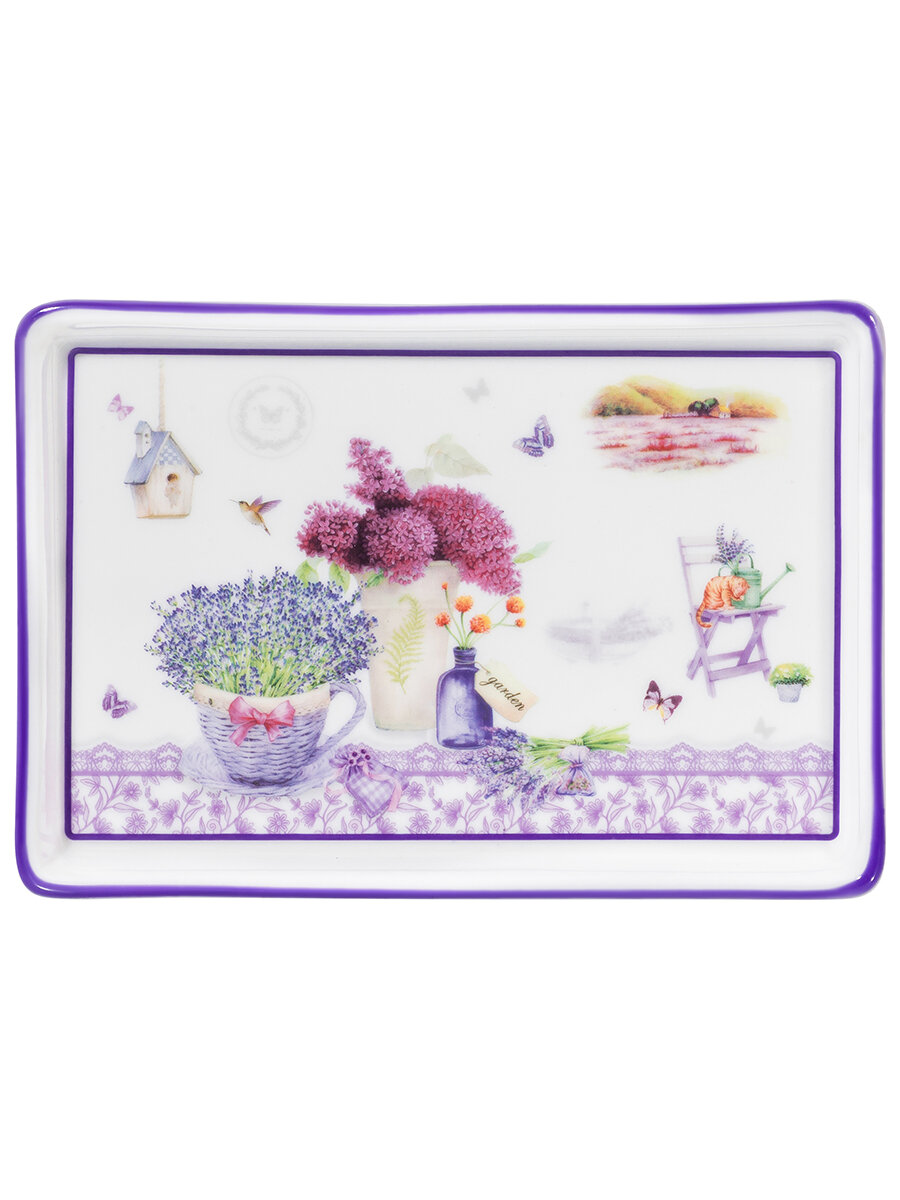 Масленка 15,5х10,5х7,8 см Elan Gallery Лаванда, с крышкой, фарфор, Масленица — фото 1