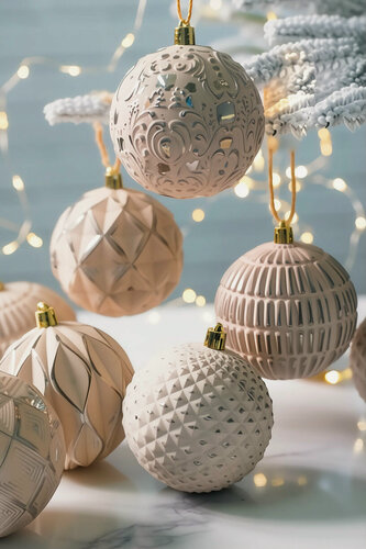 Изображение товара Набор ёлочных шаров нежность прованса, пластик, винтажный розовый, 8 см, упаковка 9 шт, Winter Deco 2000063