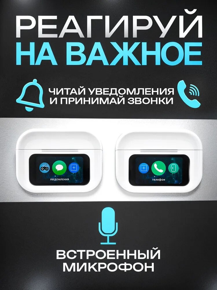 Беспроводные наушники AirPods , ANC+ENC, с сенсорным экраном и активным шумоподавлением