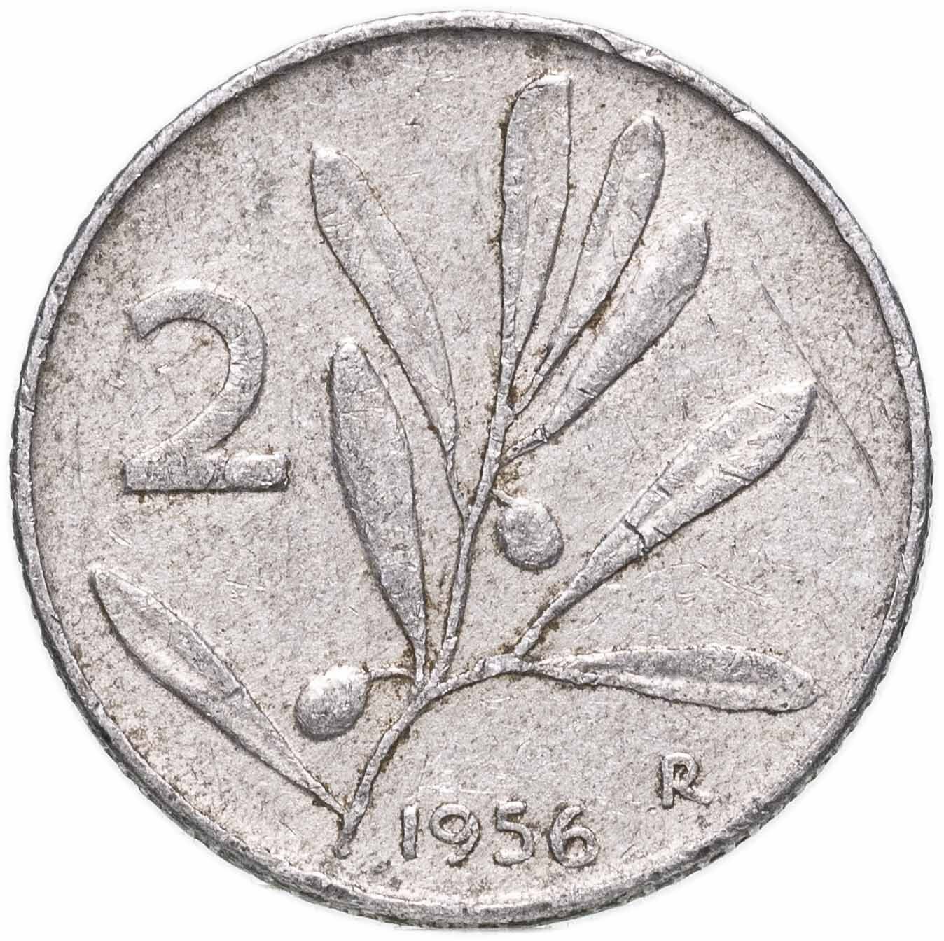 Италия 2 лиры 1956, Алюминий, в сохранности VF