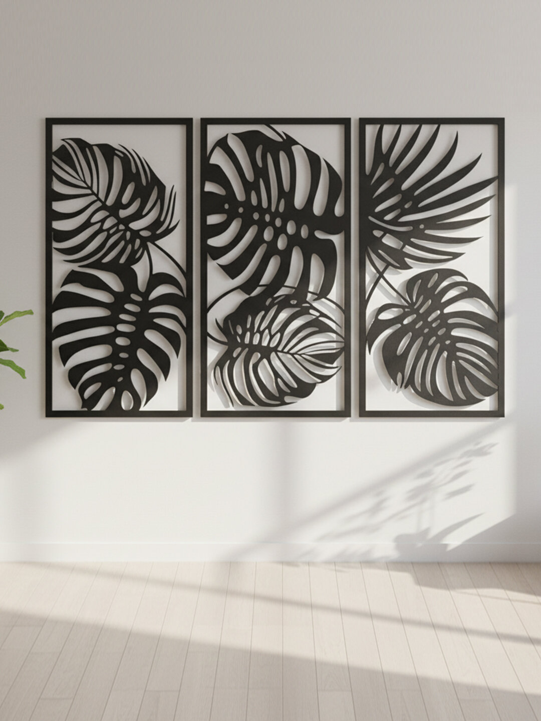 Настенные декоративные панно из дерева набор 3 шт, размер 100×50 см, модерн