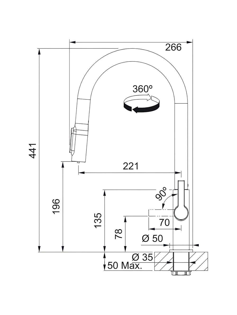 Смеситель FRANKE Maris Slim Clear Water J Pulldown AN, антрацит (120.0736.603) — фото 1