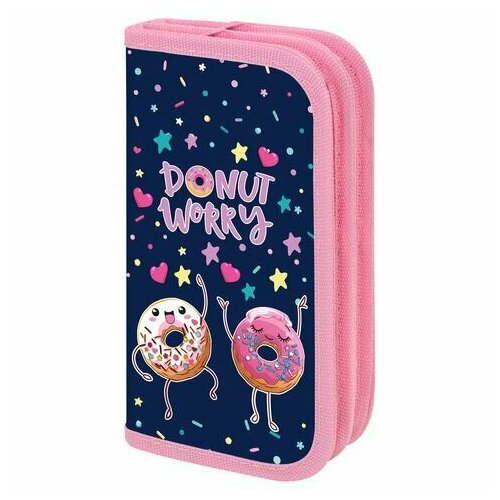 фото 3 шт. пенал пифагор, 2 отделения, ламинированный картон, 19х11 см, comic donuts, 273482