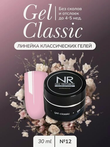 Изображение товара Гель Nail Republic NR Gel Classic №12, розовый, для ногтей, 30 г
