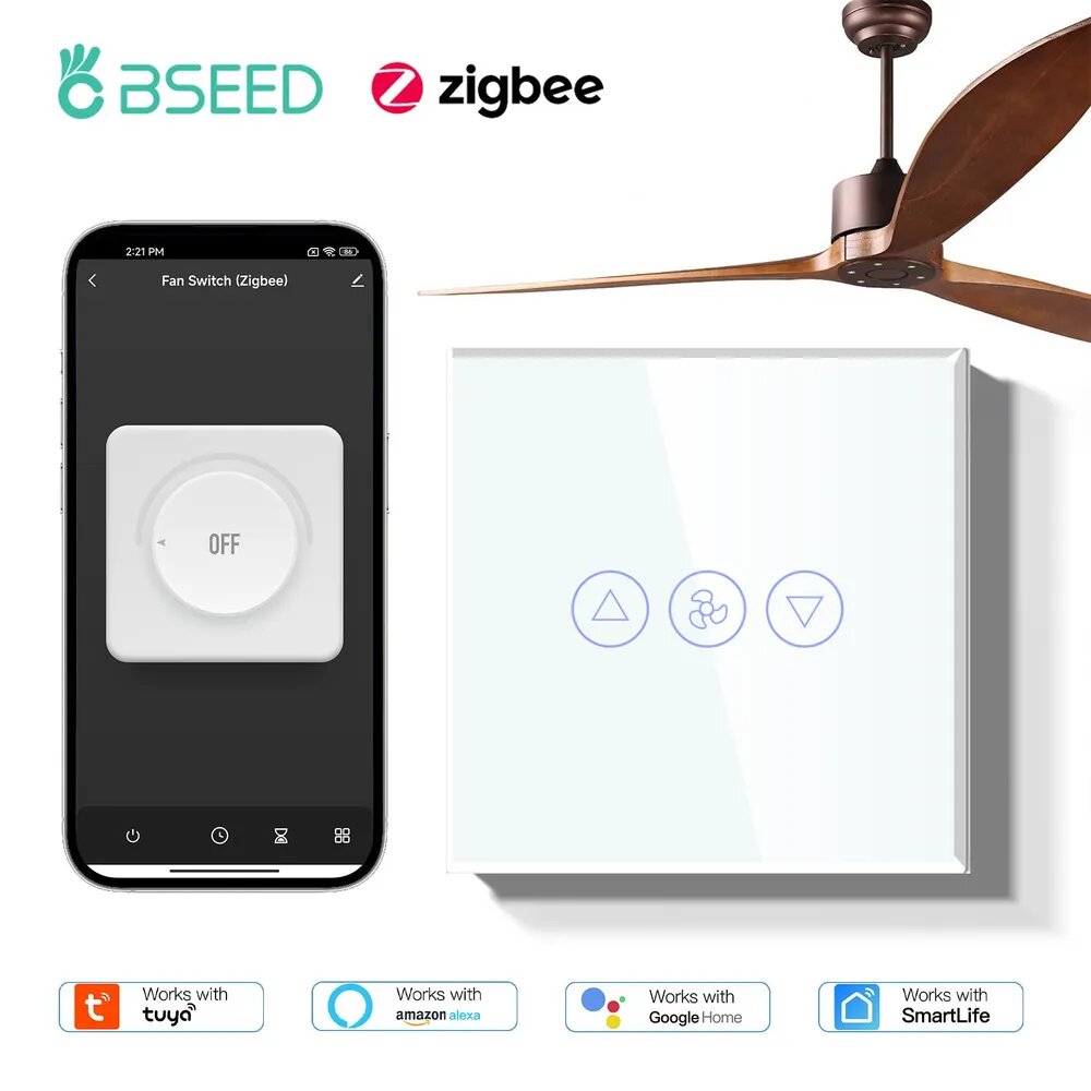 Регулятор скорости вентилятора, сенсорный выключатель ZIGBEE 300W