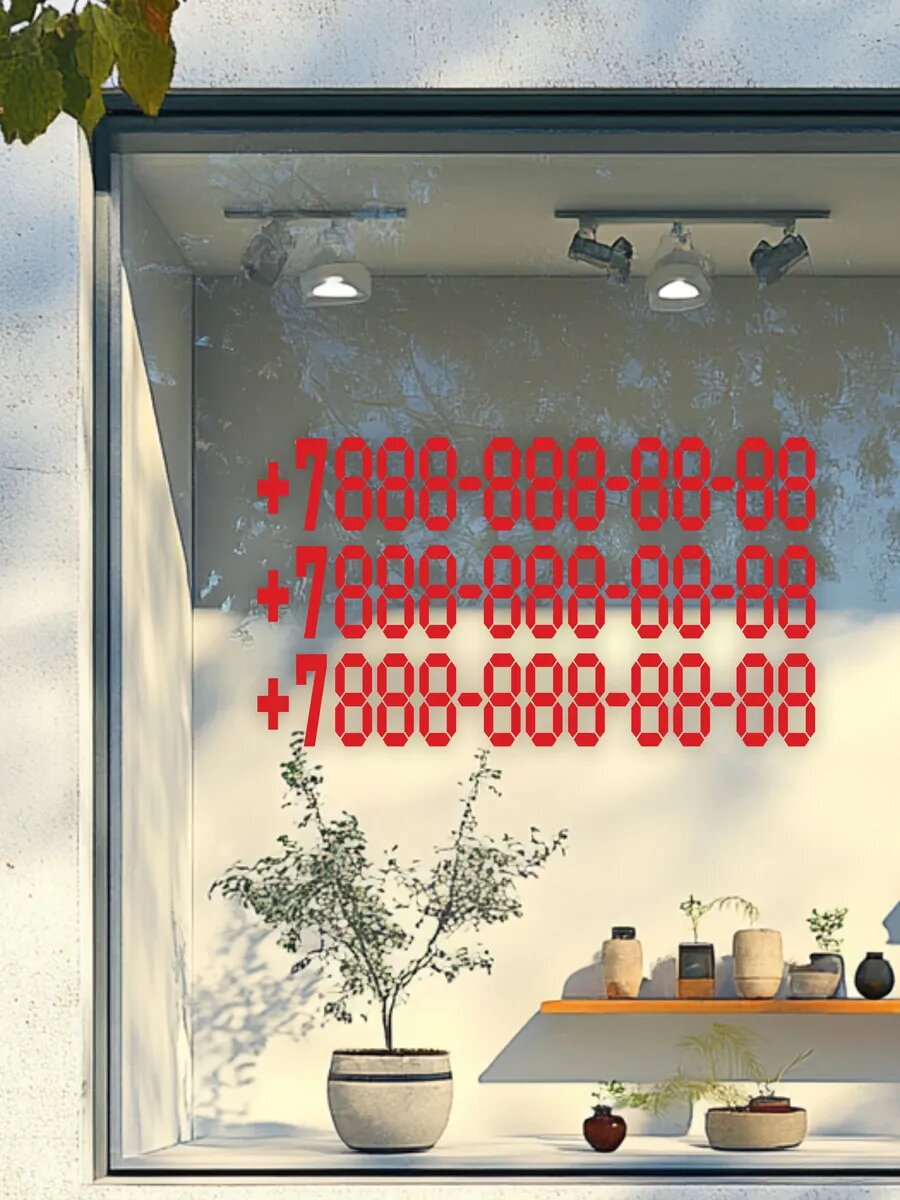 Наклейка номер телефона цифры — фото 1