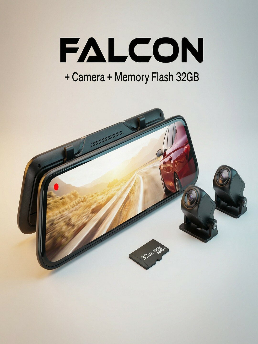 Зеркальный видеорегистратор Falcon (с камерой заднего вида) Этот видеомагнитофон повысит вашу безопасность на дороге