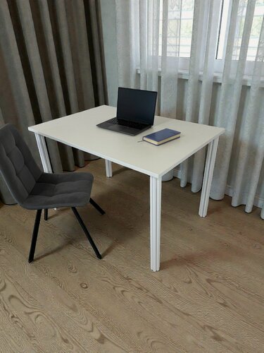 Изображение товара Стол дизайнерский компьютерный/ цвет столешницы Белый, 120*80 см. Ножки белые.