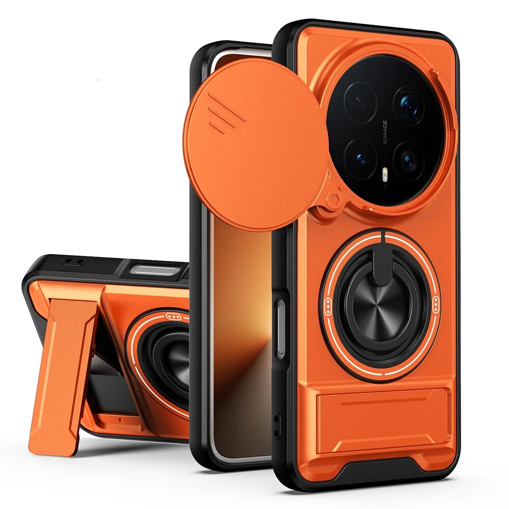 Оранжевый чехол KEYSION для HONOR Magic 8 Pro с кольцом и подставкой