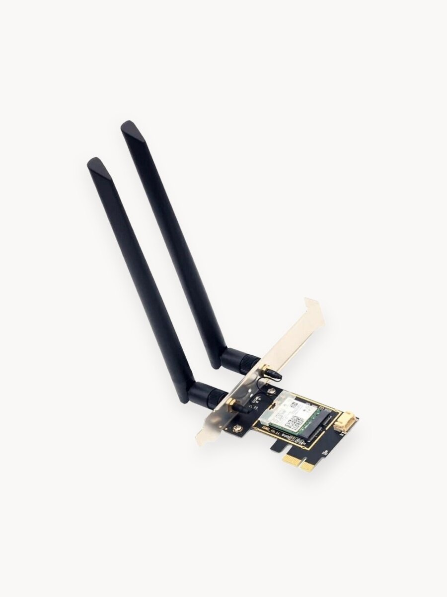 Сетевой адаптер Intel AX210NGW Wi-Fi 6E (Gig+) AX3000, Bluetooth 5.3, PCI-Express, 2 внешние антенны