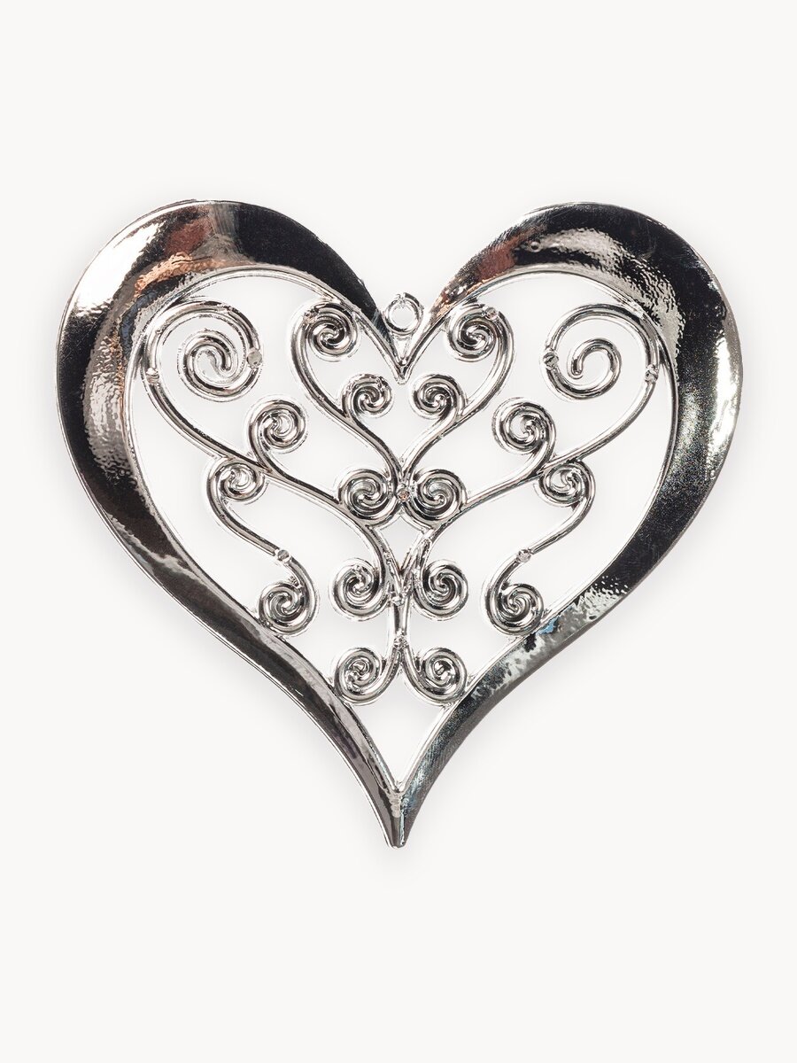 Елочная игрушка KLASSANTA Сердце 808045, серебряный, 10.5 см