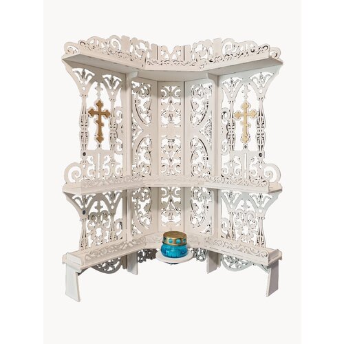 Полка для икон, Иконостас в дом, божница модель 131 цвет белый