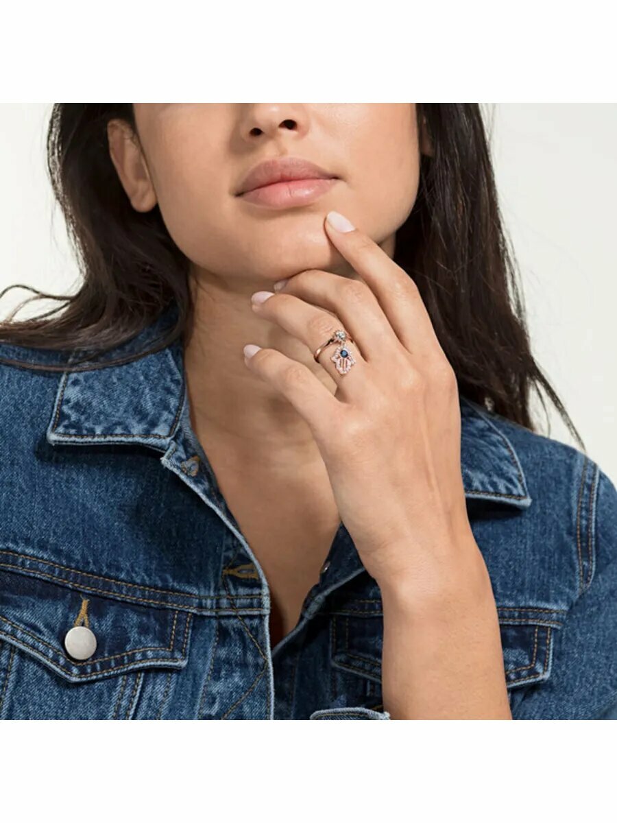 Кольцо помолвочное SWAROVSKI, кристаллы Swarovski, размер 16, синий, золотой — фото 1