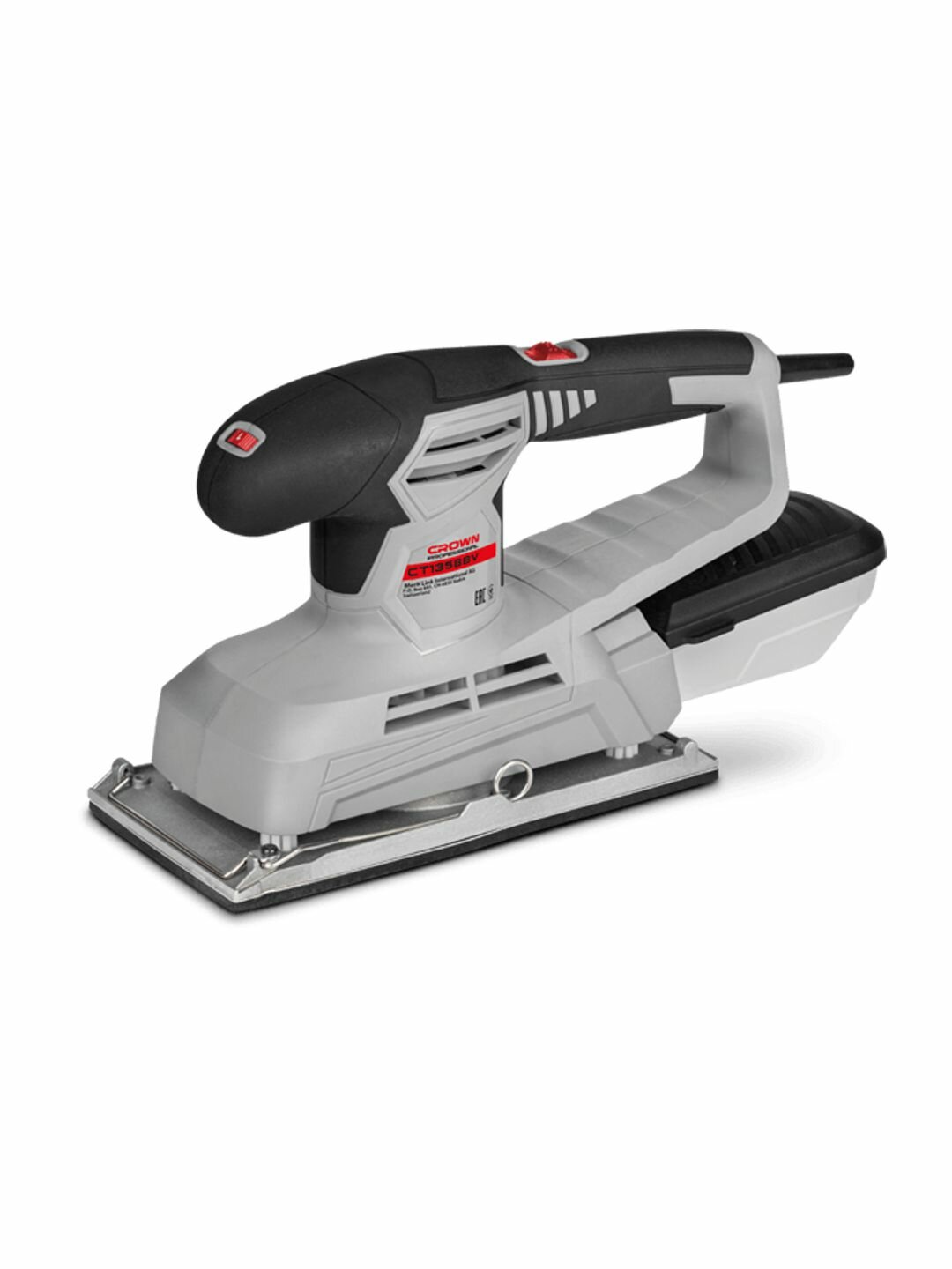 Шлифовальная машина Crown CT13588V, 350Вт, с обрезиненным корпусом, пылезащитная кнопка