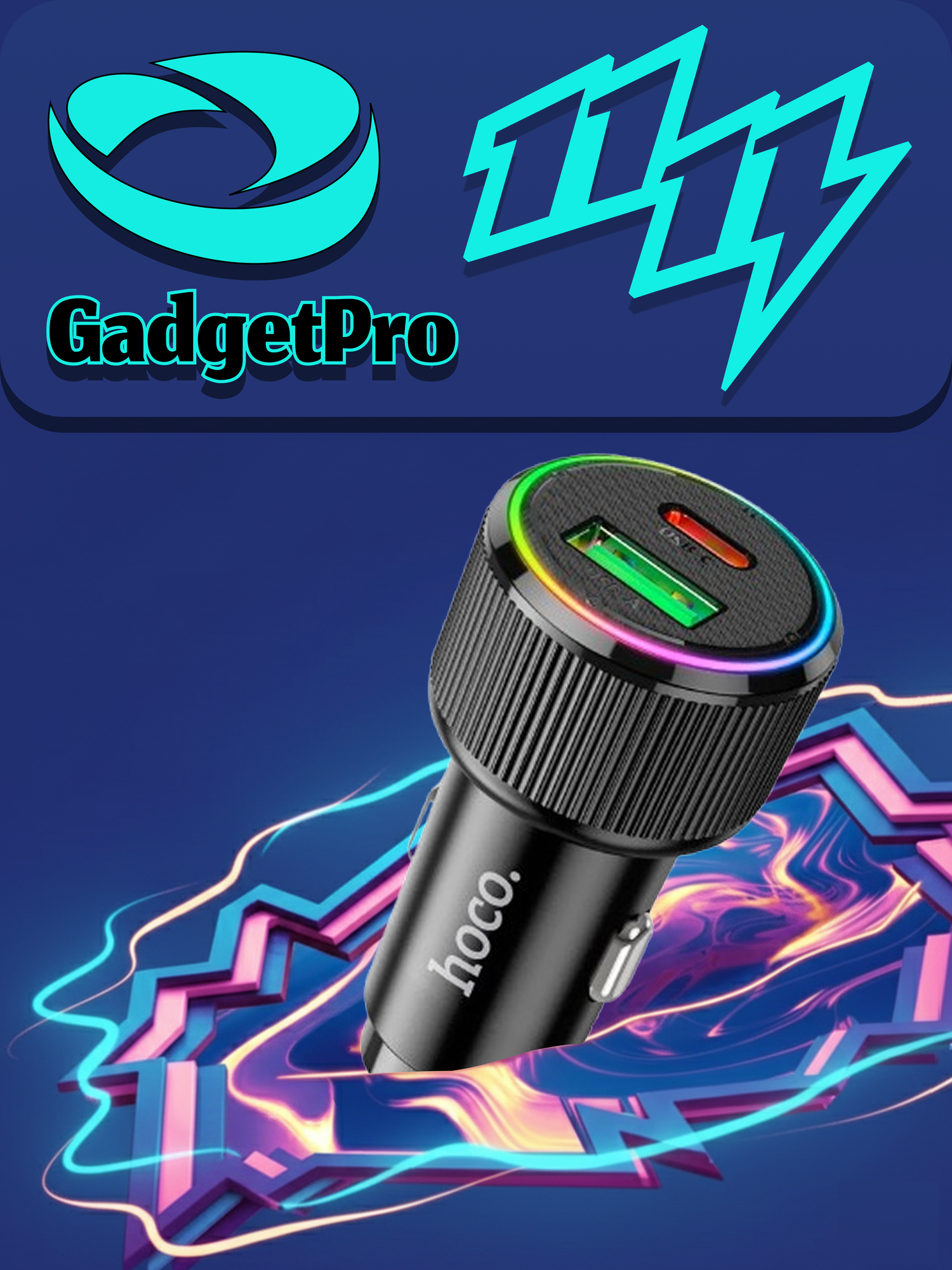 Автомобильное зарядное устройство Hoco NZ14A Guerrero 38W (чёрный, без кабеля) - быстрая зарядка для авто