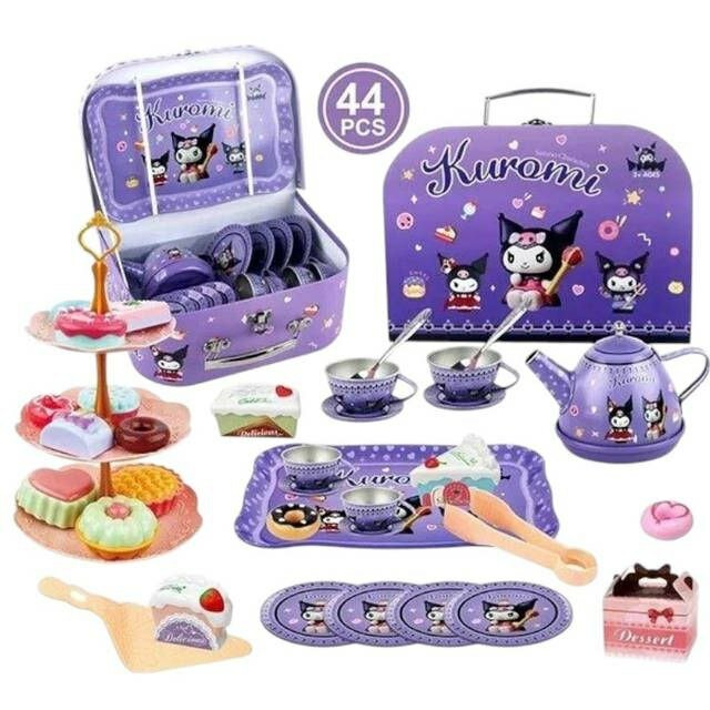 Игровой, детский набор посуды, алюминевый Kuromi