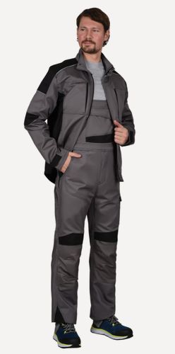 Изображение товара Спецодежда, Костюм рабочий мужской арт.1472, куртка и полукомбинезон, цвет: серый, размер: 52-54, рост 170-176