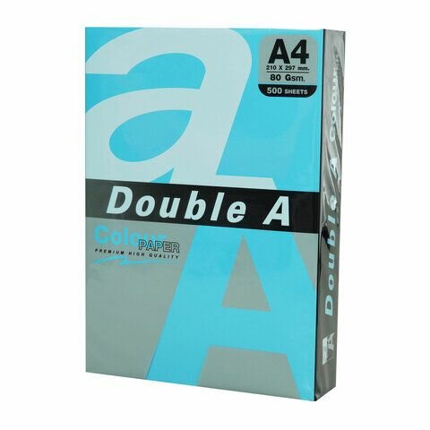 Бумага цветная DOUBLE A, А4, 80 г/м2, 500 л, интенсив, синяя