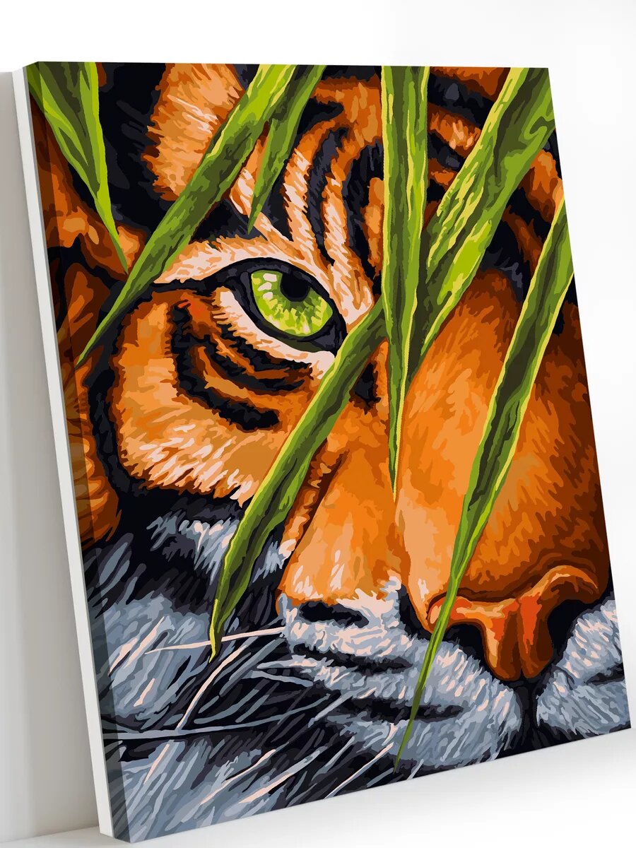 Картина по номерам на холсте с подрамником 40х50 см Тигриный глаз