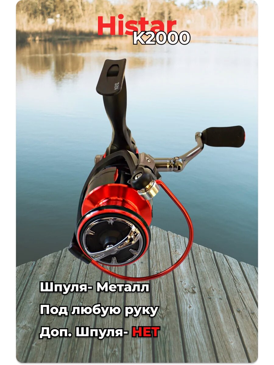 Катушка Histar K2000, для карпа и сома, 9+1 подшипников, передний фрикцион, 5.2:1 — фото 1