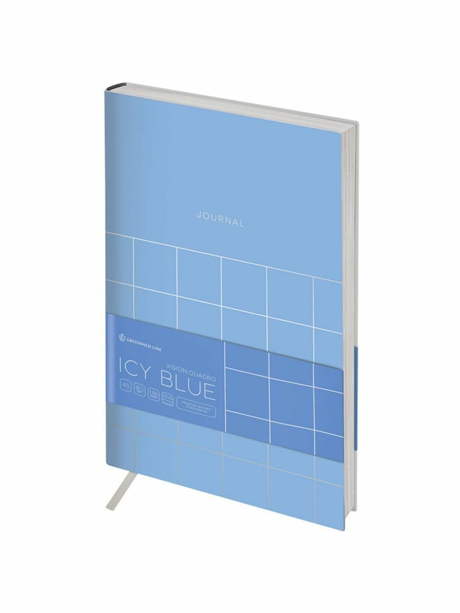 Ежедневник недатир. А5, 136л, кожзам, "Vision. Quadro. Icy blue", тон. блок, срез фольга, ENA5_38806