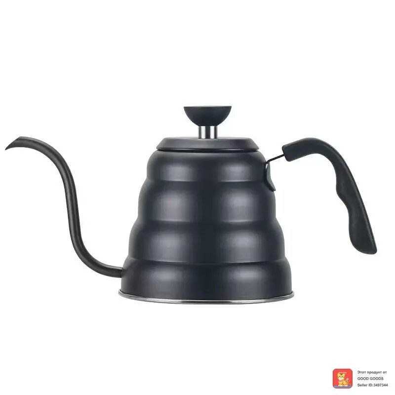 Чайник Hario Buono VKB-120MB для кофе, 1.2 л, из нержавеющей стали, черный матовый