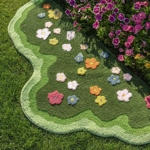 Изображение товара Коврик комнатный для ванной и туалета MyPads противоскользящий, быстровпитывающий, быстросохнущий, зеленый с цветочным узором