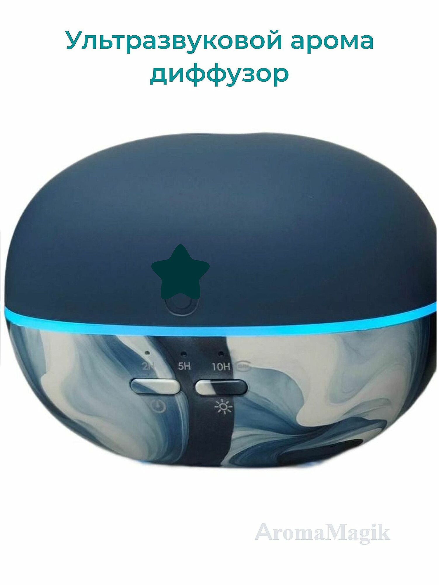 Ультразвуковой диффузор Pebble (голубой) для натуральных эфирных масел. Компактный увлажнитель