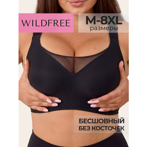 фото Бюстгальтер wildfree нижнее белье женское/бесшовный бюстгальтер большие размеры, 1 шт., размер l, черный