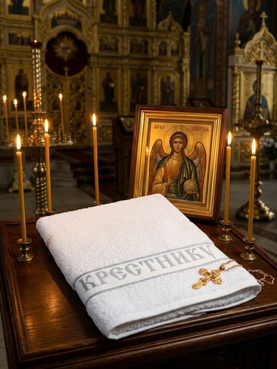 Полотенце для крещения мальчика, крестильное, махровое детское, хлопок 100%, 70х140 см