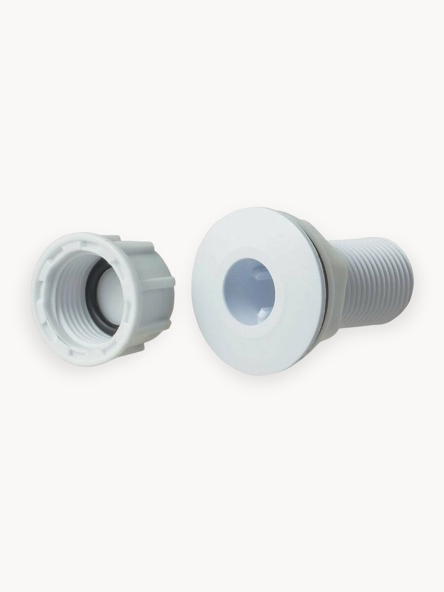 Штуцер (врезка) в бак (емкость) с заглушкой и прокладкой 1/2", пластик